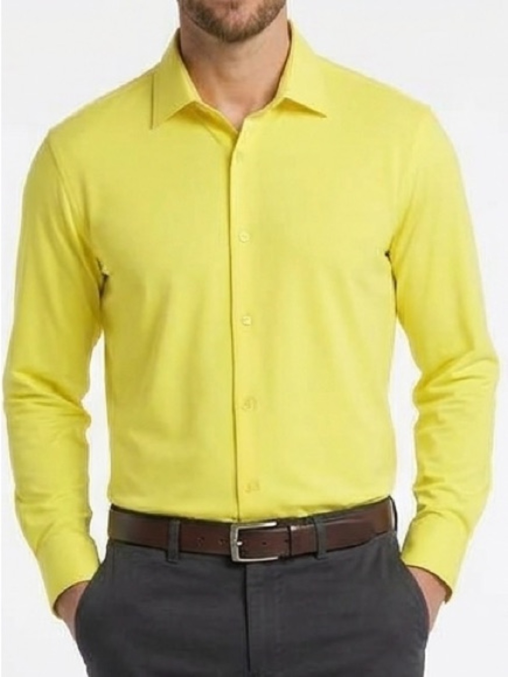 Men’s SPAIDERSILK Lion Nardo Long Sleeve Button Down Lemon Yellow XXL